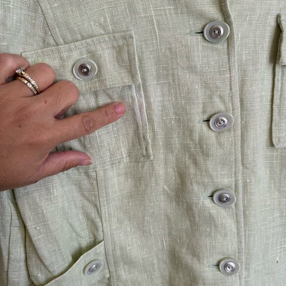 St John Sport Linen Jacket Size Small Vintage Button Down Chic Front Pockets - Picture 10 of 14
